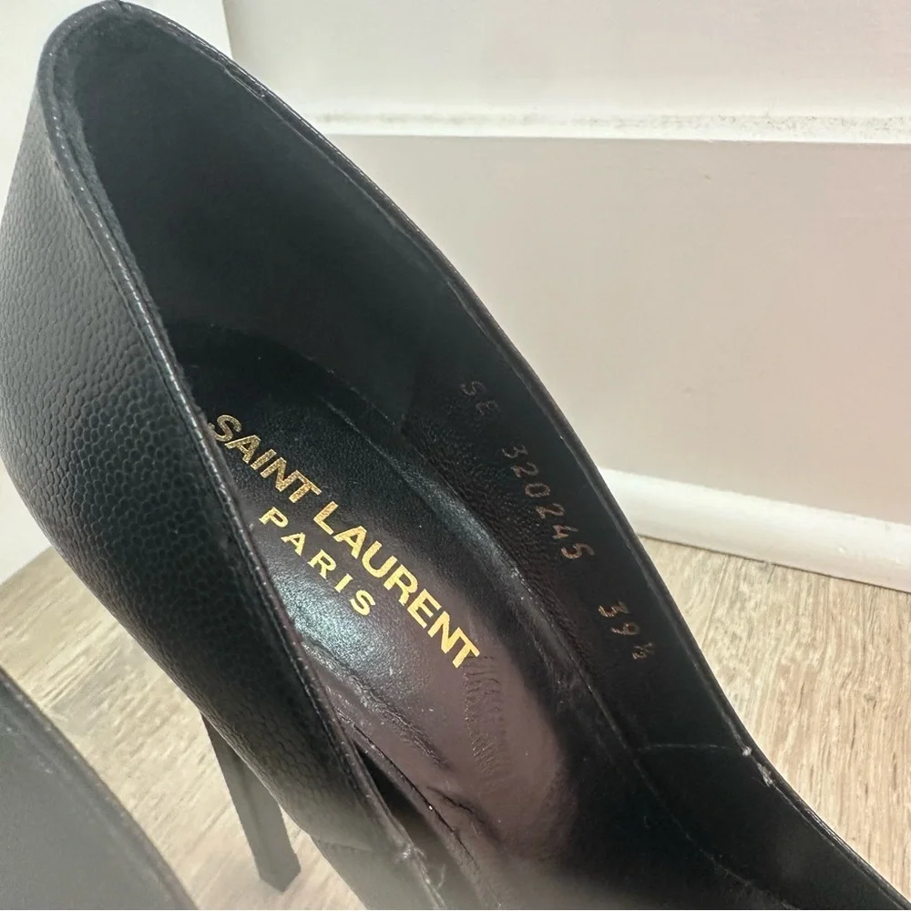 Saint Laurent black leather pointed toe high heels - Picture 2 of 8